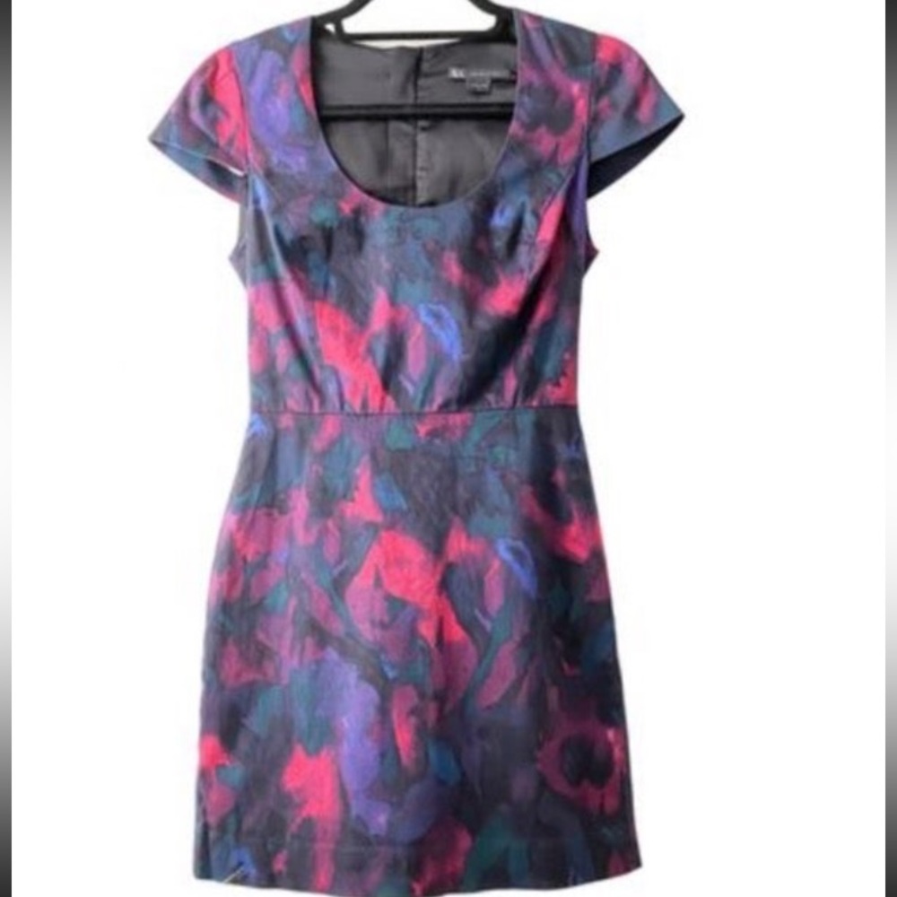 ARMANI EXCHANGE MULTI COLOR COTTON BLEND CAP SLEEVE SHEATH DRESS SIZE 4